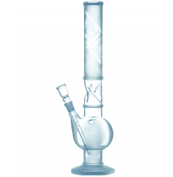 White bong glass with notches for ice and stand
